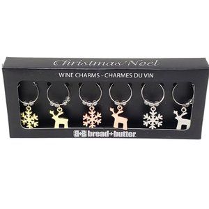 Wine Glass Charms Set of 6 Cocktail Markers Tags Champagne Christmas Holiday